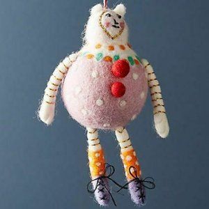 Anthropologie Pink Pudding Friend Wool Ornament